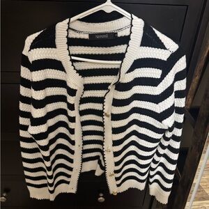 Black and White Striped Women's Sweater